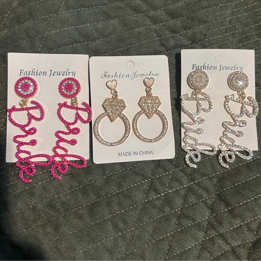Bride earrings 3 pairs